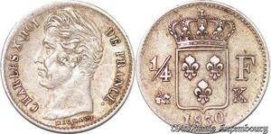 S4398 Rare France 1/4 Franc Charles X 1830 K Bordeaux Silver SUP >M offer