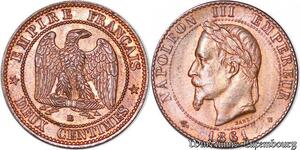 S4399 Rare 2 Centimes Napoléon I Tête Laurée 1861 BB Strasbourg SPL >M offer