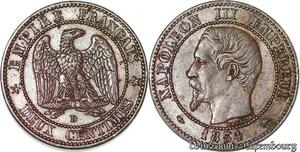 S4401 Rare 2 Centimes Napoléon I Tête Nue 1854 Petit D Petit Lyon SUP !