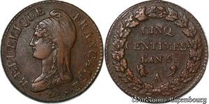 S4407 Rare France 5 Centimes Dupré Grand an 5 A Splendide ! - Faire Offre