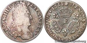 S4419 Rare 1/10 Ecu aux trois couronnes Louis XIV 1711 E Tours Silver >M offer