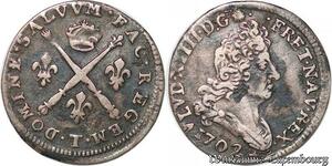 S4430 Rare 5 Sols Aux Insignes Louis XIV 1702 T Nantes Silver - Faire Offre