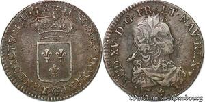 S4434 Rare 1/6 Ecu de France Louis XV 172- G PoitIs Argent Silver