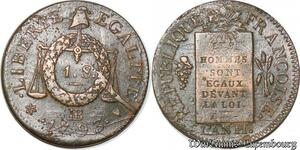 S4448 Rare France Sol aux balances an II 1793 BB Strasbourg - Faire Offre