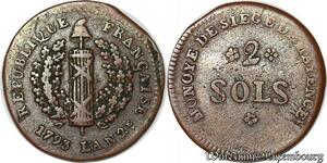 S4456 Rare France Allemagne 2 Sols Siège Mayence 1793 Rameaux Doubles - Faire Offre