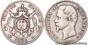 S4465 5 Francs Napoléon I Tete nue 1856 D Lyon Argent Silver - Faire Offre