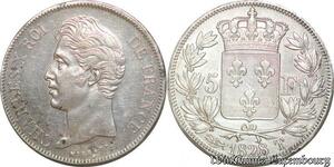 S4486 Rare France 5 Francs Charles X 1828 T Nantes Argent Silver - Faire Offre