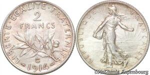 S4503 2 Francs Semeuse 1914 C Castelsaasin Silver Splendide - Faire Offre