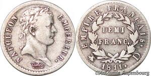 S4515 Rare Demi Franc Napoléon 1811 D Lyon Argent Silver - Faire Offre
