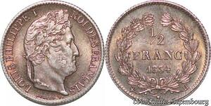 S4529 Rare 1/2 Franc Louis-Philippe 1834 H La Rochelle Silver SPL ! >M offer