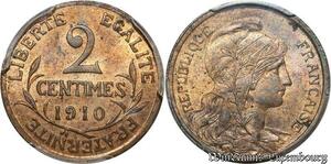 S4557 2 Centimes Daniel Dupuis 1910 PCGS MS63 - Faire Offre