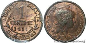 S4588 France 1 Centime Daniel Dupuis 1911 PCGS MS63 SPL - Faire Offre