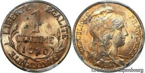 S4595 France 1 Centime Daniel Dupuis 1920 PCGS MS64 FDC - Faire Offre