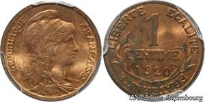 S4599 France 1 Centime Daniel Dupuis 1920 PCGS MS63 SPL - Faire Offre