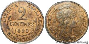 S4600 France 2 Centimes Daniel Dupuis 1899 PCGS MS63 Splendide - Faire Offre
