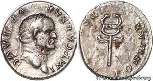 S4838 Rare Denarius Pontif Maxim Vespasian AD 69-79 Caducée Fourée ? >M offer