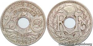 S5120 France 25 Centimes Lindauer 1914 souligné - Faire Offre