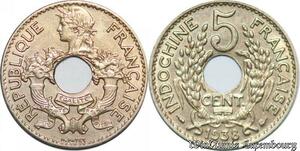 S5158 Indochine Francaise 5 Cent 1938 Paris Splendide - Faire Offre