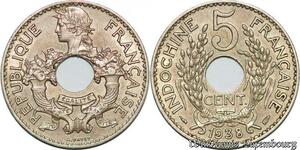 S5159 Indochine Francaise 5 Cent 1938 Paris Splendide - Faire Offre