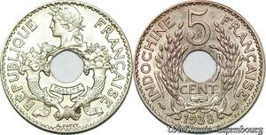 S5160 Indochine Francaise 5 Cent 1938 Paris Splendide - Faire Offre