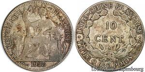 S5165 Indochine Francaise 10 Cent 1925 A Paris Argent Silver- Faire Offre