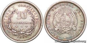 S5169 Uruguay 10 Centesimos 1877 A Paris Argent Silver - Faire Offre