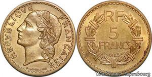 S5220 France 5 Francs Lavrillier 1945 SUPERBE -&gt; Faire Offre