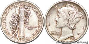 S5236 USA 1 Dime Mercury 1918 D Argent Silver AU ! Superbe - Faire Offre