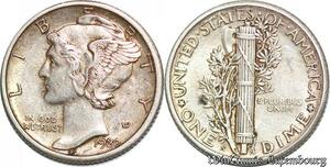 S5240 USA 1 Dime Mercury 1920 Argent Silver AU !- Faire Offre
