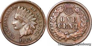 S5293 USA 1 Cent Indian 1864 - Faire Offre