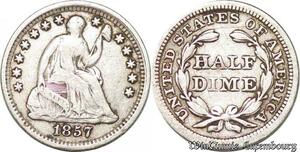 S5298 USA 1/2 Dime Liberty Seated 1857 Argent Silver - Faire Offre