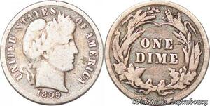 S5301 USA 1 Dime Barber 1899 Argent Silver - Faire Offre
