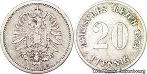 S5322 Allemagne 20 Pfennig 1874 B Hanovre Argent Silver - Faire Offre