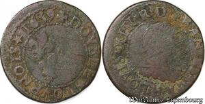 S5340 Louis XIII double tournois 1639 H La Rochelle - Faire Offre