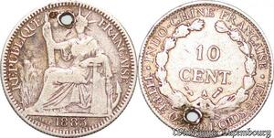 S5356 Indochine Francaise 10 Cent 1885 A Paris Argent Silver - Faire Offre