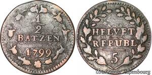 S5378 Suisse République Helvétique 1/2 Batzen 1799 - Faire Offre
