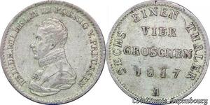 S5386 Rare Germany 1/6 Thaler 4 Groschen 1817 Brandenburg Preussen F. Wilhelm III