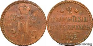 S5387 Russie Nikolaus I 2 Kopecks 1842 EM Saint Petersburg
