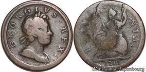 S5395 Very Rare United Kingdom 1 Cent George I "dump" 1717