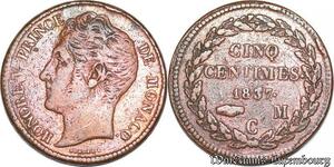 S5406 Rare Monaco 5 centimes 1837Honoré V 1819-1841 type à la grosse tête