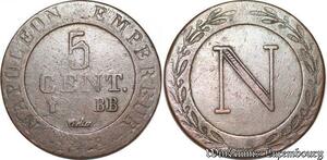 S5445 France 5 Centimes Napoléon I 1808 BB Strasbourg -> Faire Offre