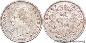 S5447 20 Cent France Napoléon I 1854 A Paris Argent SUP SPL ! - Faire Offre