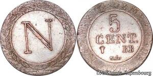 S5461 France 5 Centimes Napoléon I 1808 BB Strasbourg -> Faire Offre