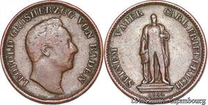 S5465 Germany Baden 1 Kreuzer 1844 Großherzog Carl Friedrich -> Make offer