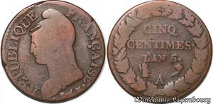 S5520 Rare France Inédit ! 5 Centimes Dupré An 5/4 A Paris - Faire Offre