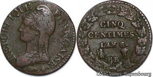 S5531 Rare France 5 Centimes Dupré An 8/5 BB / T - Faire Offre