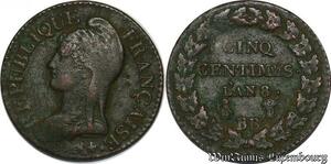 S5536 France 5 Centimes Dupré An 8 BB Strasbourg - Faire Offre