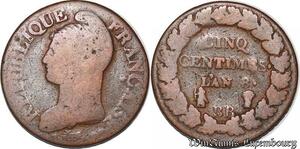 S5538 Rare France 5 Centimes Dupré An 8 BB - Faire Offre