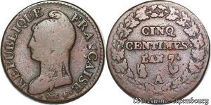 S5552 Rare France 5 Centimes Dupré An 7 A Paris - Faire Offre