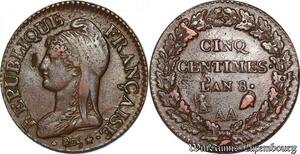 S5554 Rare France 5 Centimes Dupré An 8 AA Metz Superbe - Faire Offre